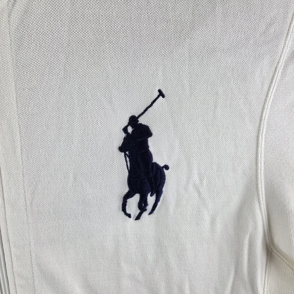 Vintage Polo Ralph Lauren Big Pony Track Full Zip Beige Jacket Mens 2XL